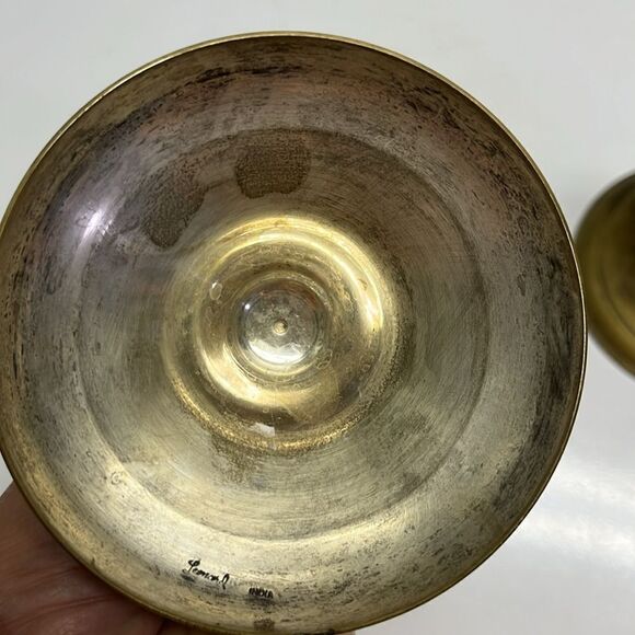 Leonard Patina Brass Old Rustic 5” Candle Holders Fits Approx 2” Candle Opening - Picture 6 of 15